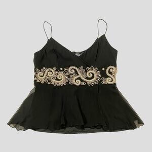 Night Way Collections Embellished Cami Top - Black - Large